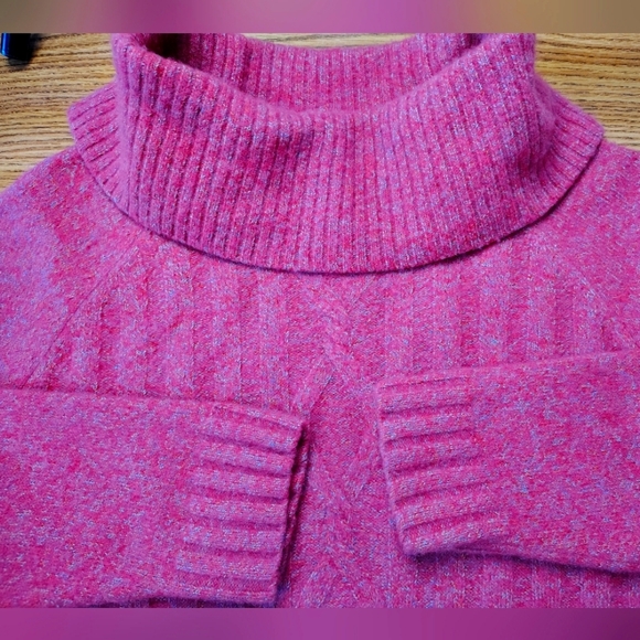 Talbots Women's Merino Wool Cowl Neck Sweater Pink Cable Knit Size 2XP. - Picture 11 of 16